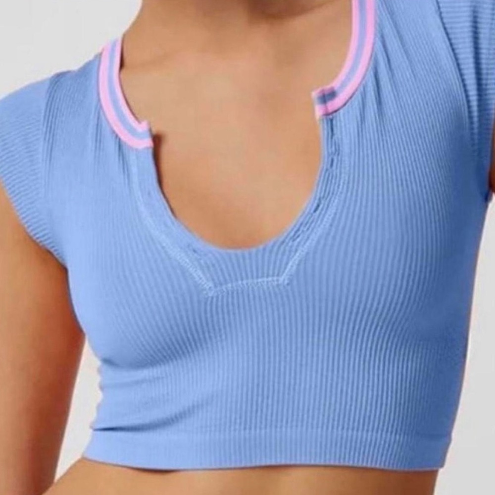 Urban Outfitters Blue Ribbed Crop Top
